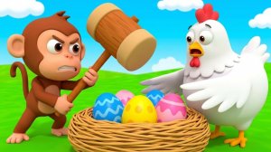 👉 О нет!Непослушная обезьянка пыталась украсть яйца 😱 #Курица-мама спасает своих детенышей #Ист