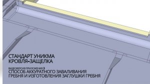 Стандарт УНИКМА Кровля-Защелка Способ аккуратного заваливания гребня и изготовление Заглушки Гребня