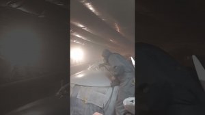 Покраска капота в гараже, глазурит 666