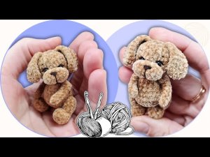 Микровязание крючком: милый щенок амигуруми 5–6 см | Подробный мастер класс