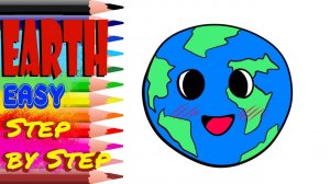 How to Draw Earth EASY step by step Kids Drawing