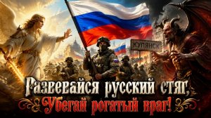 Развевайся русский стяг, Убегай рогатый враг!