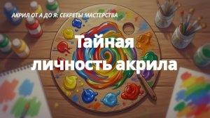Тайная личность акрила «Акрил от А до Я: Секреты мастерства»