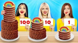 100 СЛОЕВ ЕДЫ ЧЕЛЛЕНДЖ _ Едим сладости и снеки 24 часа _ Война с едой от RATATA