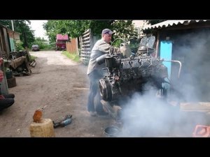 Разобрали двигатель Камаз на раме и запустили отремонтированный!
