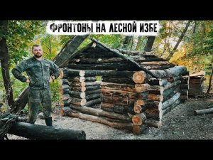 Стройка Лесной Избы. Установил фронтоны