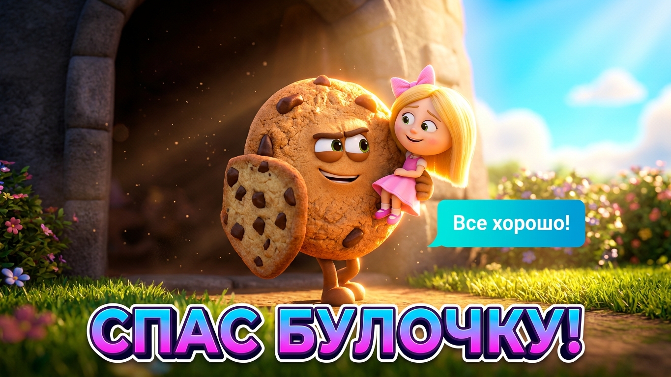 Печенька спасает булочку!