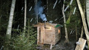 Что стало с ЛЕСНОЙ ЛАЧУГОЙ? Утепляю к зиме. Установил новую дверь.