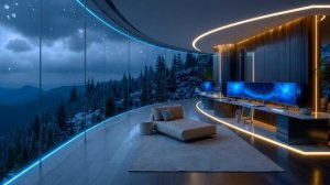 Ambient deep work & futuristic workstation view - improve concentration with study music