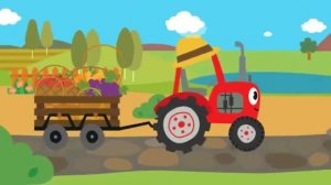 Мультфильм для Детей «Красный трактор и сбор фруктов» 🚜🍎🍐🍓