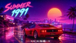 Summer 1991 – Coastal Ferrari Drive Into Synthwave Dreams