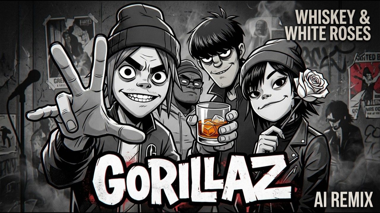 Whiskey & White Roses _ Gorillaz Inspired Trip-Hop AI remix смотреть онлайн