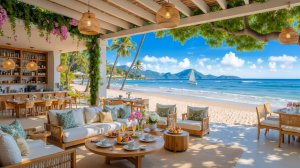 ЛЕТНИЙ ДЖАЗ В ПЛЯЖНОМ КАФЕ У МОРЯ ДЛЯ ОТДЫХА И ХОРОШЕГО НАСТРОЕНИЯ 🌴🎷