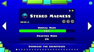 Пытаюсь битнуть Stereo Madness на три монеты в гд