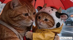 Мама-кошка плакала, когда под дождём за ней пришёл рыжий котёнок ☔🧡