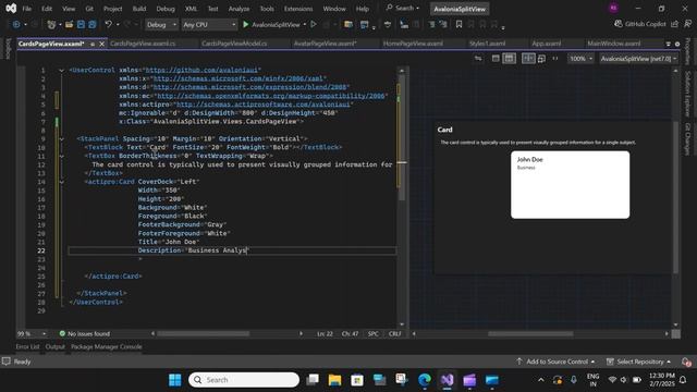 #26 AvaloniaUI - Создание элемента 'Карточка Клиента' в MVVM ActiPro Controls смотреть онлайн