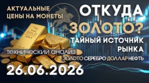 Где рынок берет золото? Тайные запасы. Анализ рынка золота, серебра, нефти, доллара 26.06.2026 г