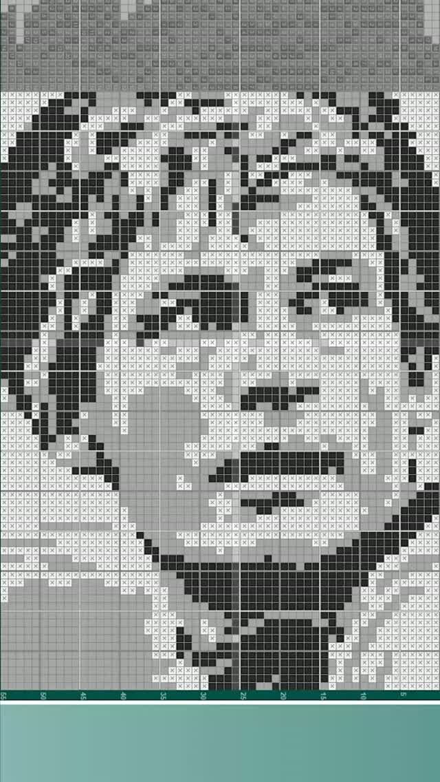 Василий Лановой - (Vasily Lanovoy) [★★★★★] 75х55 чёрно-серый японский кроссворд #pixelart