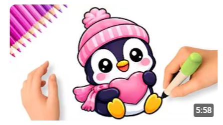 КАК НАРИСОВАТЬ МИЛОГО ПИНГВИНА 🐧🌸 смотреть онлайн