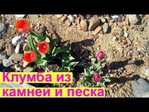 Декорированные клумбы для цветов из песка и камней