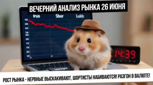 Вечерний анализ рынка 26 июня.Рост рынка на первой же новости, побег нервных в валюту. Газ! Золото!