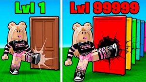 СЛОМАЛА ДВЕРИ ОТ 1 ДО 99999 УРОВНЯ ЧТОБЫ СБЕЖАТЬ ИЗ ТЮРЬМЫ В ROBLOX!😱КВИНКА СТАЛА КАЧКОМ!