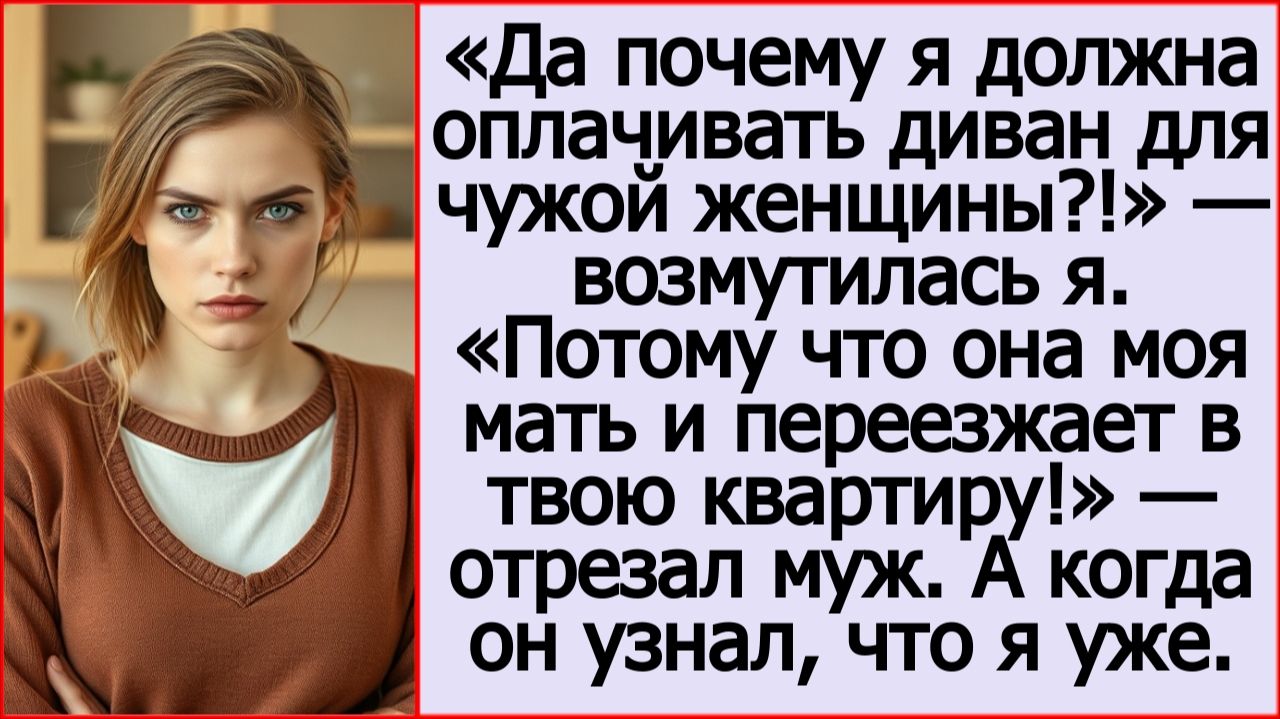 Истории из жизни. Да почему я должна оплачивать диван для чужой женщины? Слушать аудиорассказы.
