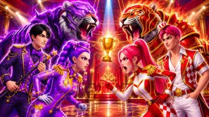 🍿 🔥💜 Семья Вайолет против семьи Руби. Руми выигрывает чемпионат по гонкам на волшебных тиграх!