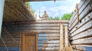 Старый дом остался без потолка. Готовим сруб к восстановлению. Окучили картошку минитрактором
