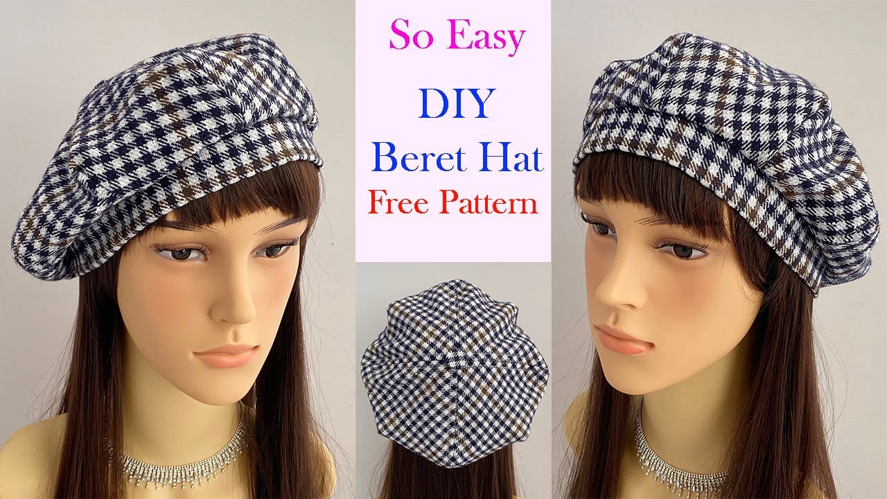 DIY Beret Hat | How to make Beret Hat with Free Pattern | French Beret Cap | chapéu boina बेरेट टोपी смотреть онлайн