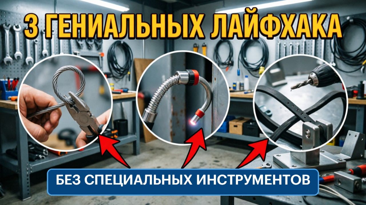 3 гениальных лайфхака для мастерской петля на тросе, магнитный щуп и сверление резины смотреть онлайн