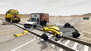 Тачки против РЕЛЬСОВ - Бименджи Драйв прыжки аварии  BeamNG Drive Cars vs Rails. - БименДЖИ ДРАЙВ
