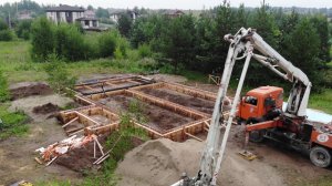 1 этап бетонирования фундаментной плиты с ребрами жёсткости