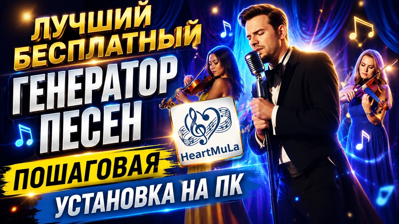 Лучший бесплатный генератор музыки локально на ПК HeartMuLa — установка от А до Я для новичков! смотреть онлайн