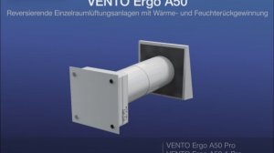 Übersicht des Zuluftelements Vento Ergo А50 Pro mit Wärmerückgewinnung, Wangmontage und Anschluß