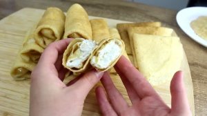Блины всё по одному стакану с творогом! Тонкие, Нежные и очень Вкусные!