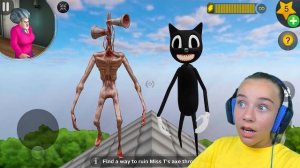 ЗЛАЯ УЧИТЕЛЬНИЦА МИСС ТИ против СИРЕНОГОЛОВЫЙ и КАРТУН КЭТ Scary Teacher 3D