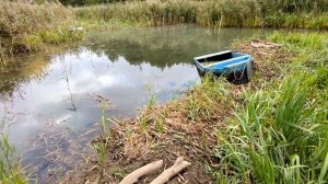 Рыбалка в самодельном пруду. Строю настил для расчистки мотопомпой