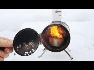 Аварийная универсальная печь на отработке для палатки За 6 минут своими руками