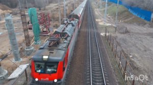Электровоз ЭП 20, пассажирский поезд. Двухэтажные вагоны