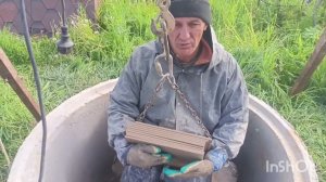 Д. Кузьминки. Чистка колодца. Разорванная шахта колодца, плывун. podkapaev.ru