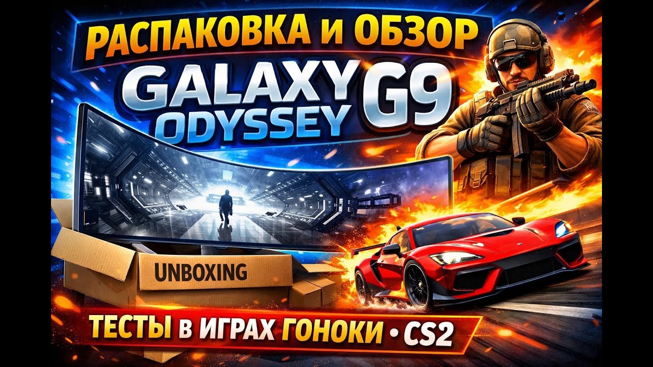 Galaxy Odyssey G9 49 дюймов, распаковка, обзор, тесты в играх. смотреть онлайн