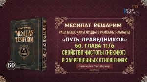 𝟔𝟎. Месилат Йешарим 11 | Свойство чистоты (некиют) в запрещенных отношениях (6)