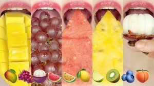 АСМР ЭКЗОТИЧЕСКИЕ ФРУКТЫ ЭМОДЗИ ЕДА 🥭🍇🍉🍉🍋🍋🟩🥝🫐🍑 ЕДА СО ЗВУКАМИ