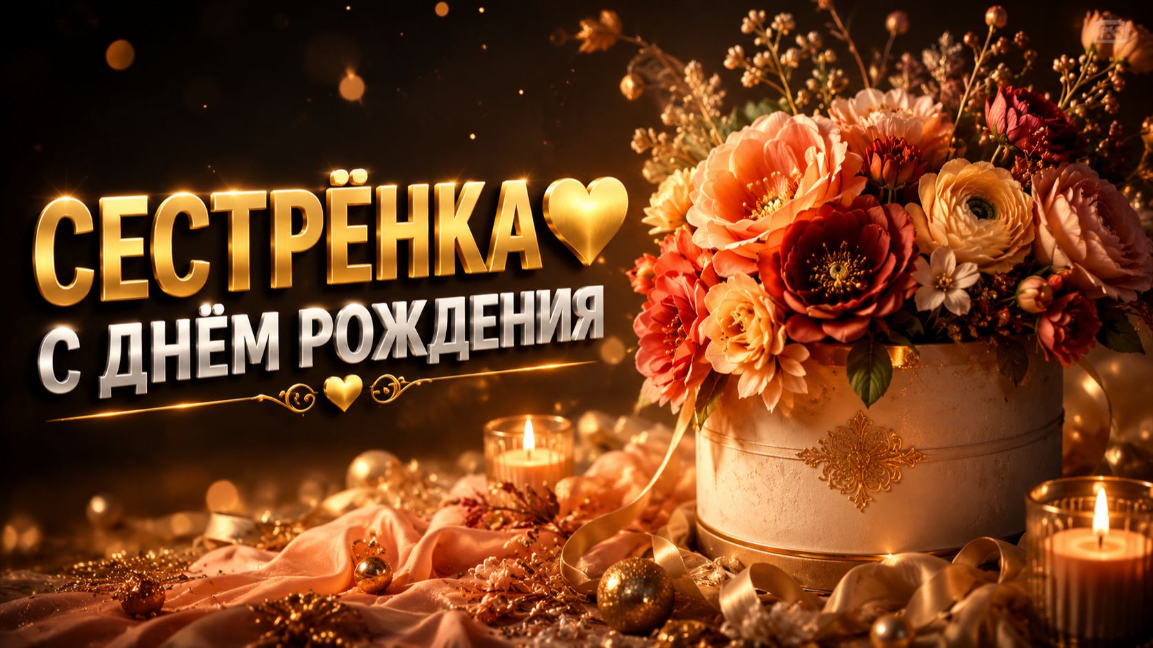 С днем рождения сестренка — красивая музыкальная открытка с душевными словами 💖
