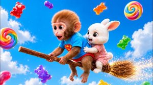 🐒Обезьянка спасает малышку кролика🐇 от крокодила🐊