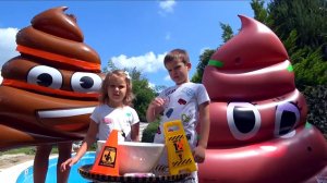 Poo fishing Какашка ЧЕЛЛЕНДЖ новый challenge в бассейне Катя и Макс