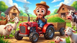Обезьянка на тракторе 😱 Он неожиданно сломался! 🚜🐵 Мультики для детей