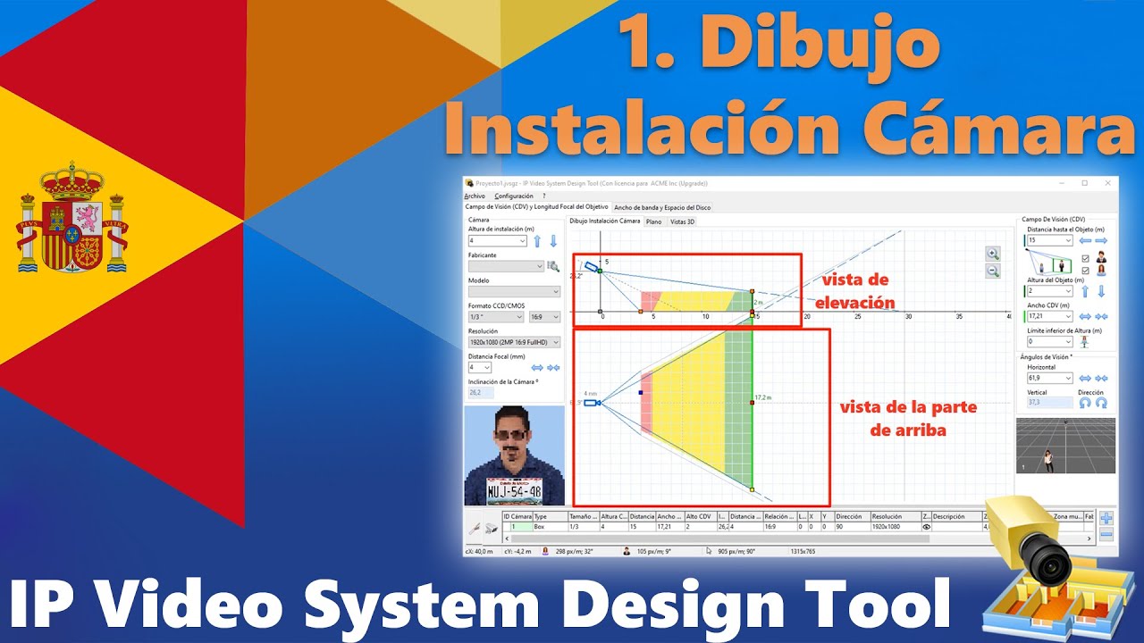 Parte 1: Dibujo Instalación Cámara. Como disenñar un sistema de CCTV con la IP Video Design Tool. смотреть онлайн