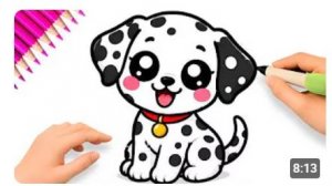 КАК НАРИСОВАТЬ ПРОСТОГО И МИЛОГО ЩЕНКА ДАЛМАТИНЦА 🐶🖤